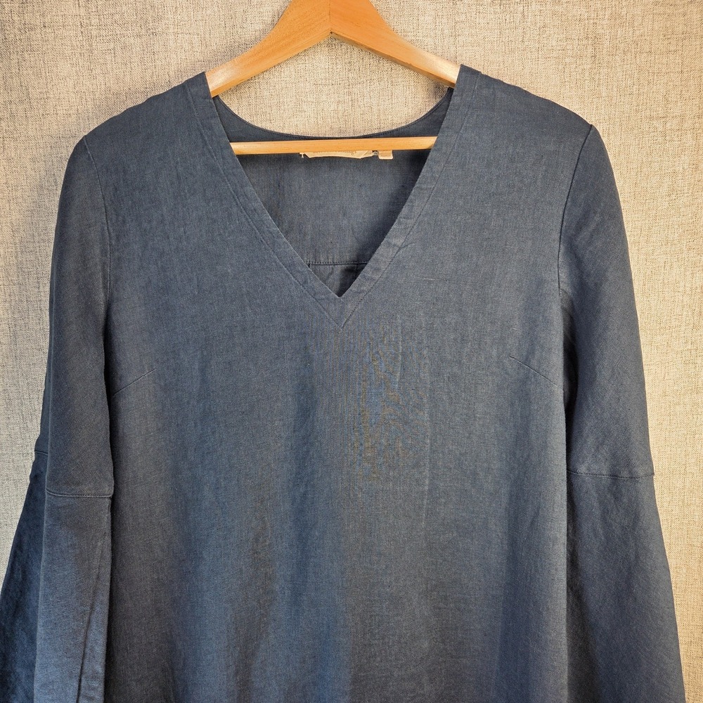 Soft Surroundings Milano 100% Linen Bell Sleeve Tunic Shift Dress Womens Medium